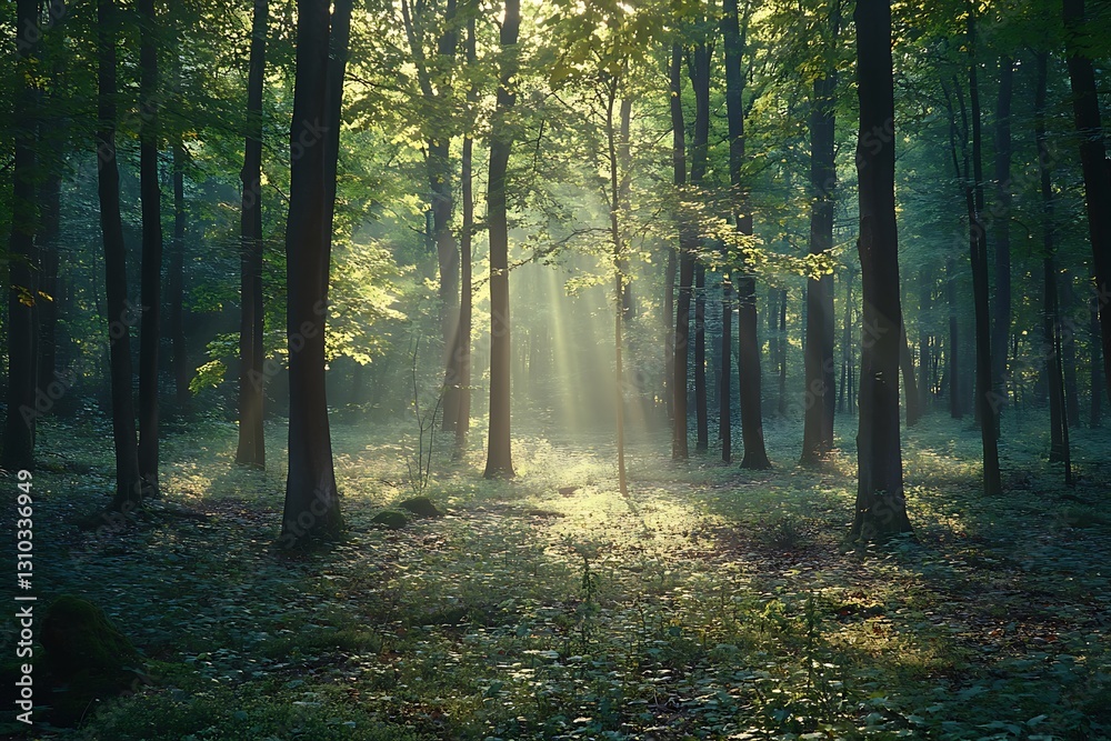 Fototapeta premium Sunlit Forest Path - A Peaceful Nature Scene