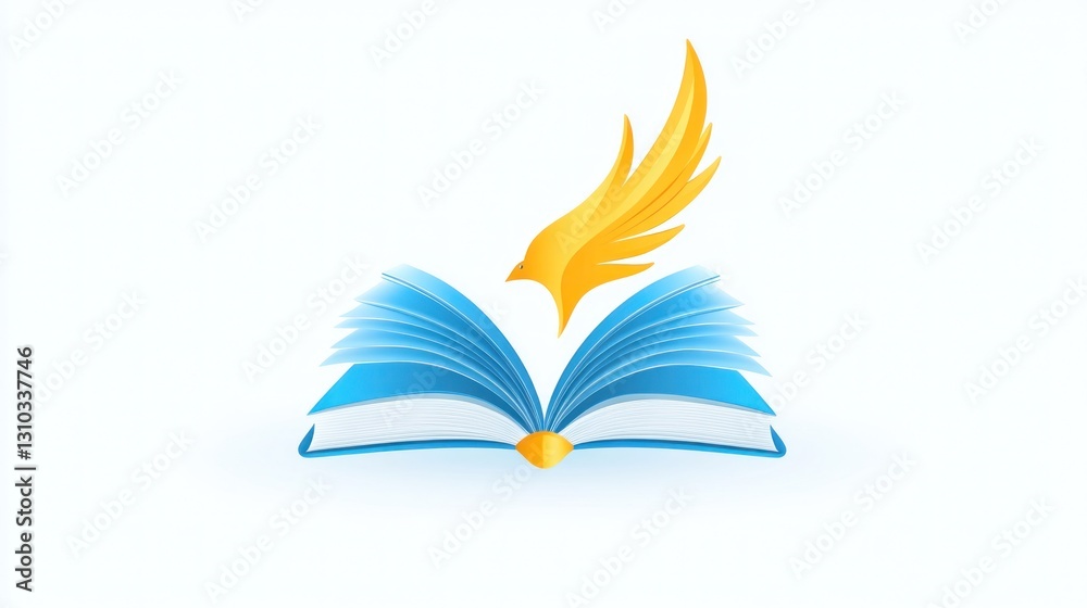 Open Book with Golden Feather Symbol Open Book with Golden Feather Symbol