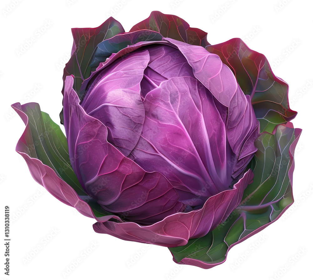 Obraz premium PNG Vibrant purple cabbage illustration