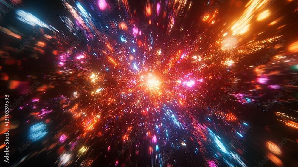 Neon Lights Burst Through Cosmic Space Neon Lights Burst Through Cosmic Space