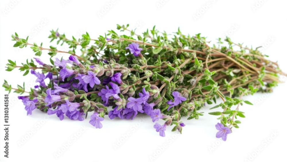 Fresh Thyme Bunch on White Background