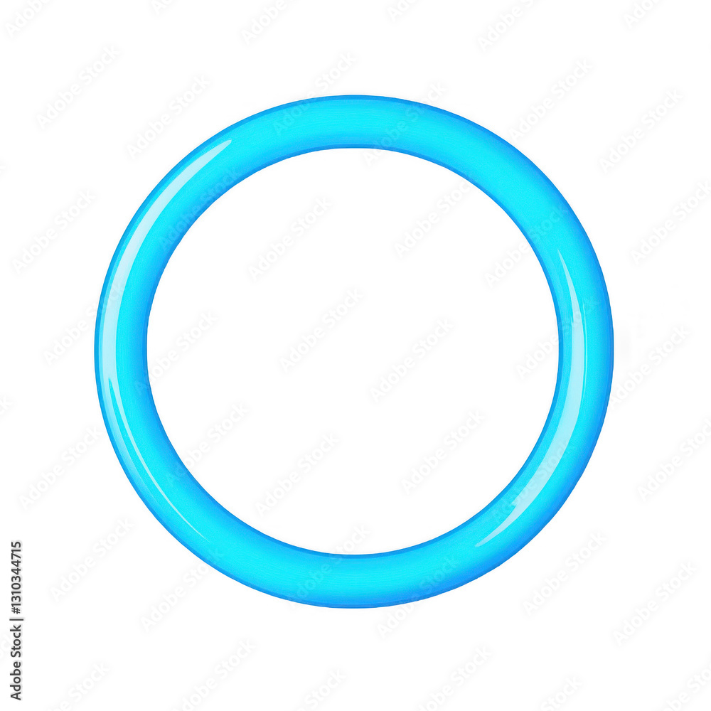 A simple blue, glowing neon ring on a white background A simple blue, glowing neon ring on a white background