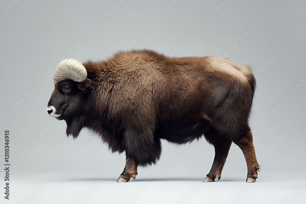 An imposing muskox bracing against the freezing wind An imposing muskox bracing against the freezing wind