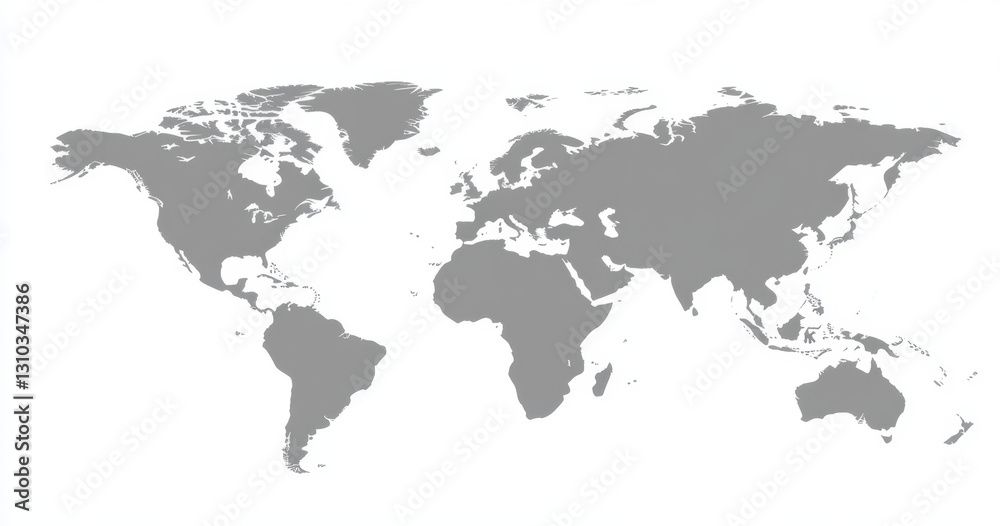 Fototapeta premium World map, in a gray color on a white background