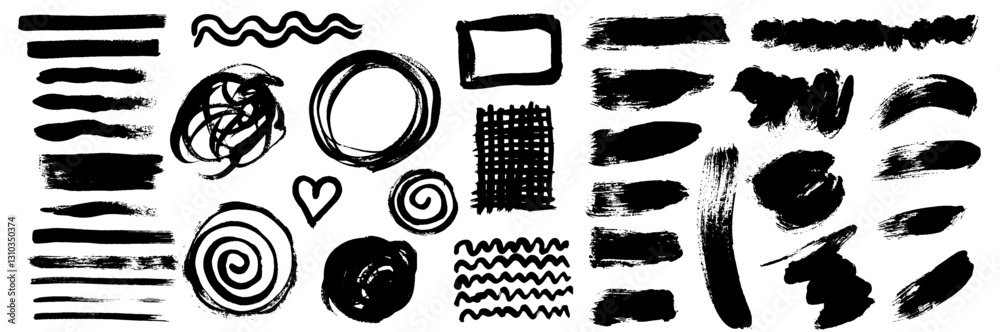 Grunge ink brush strokes elements. Black paint brush, stroke, line, grunge. Dirty textures of banners, boxes, frames and design elements. Black grunge brush stroke ink template collection. Grunge ink brush strokes elements. Black paint brush, stroke, line, grunge. Dirty textures of banners, boxes, frames and design elements. Black grunge brush stroke ink template collection.