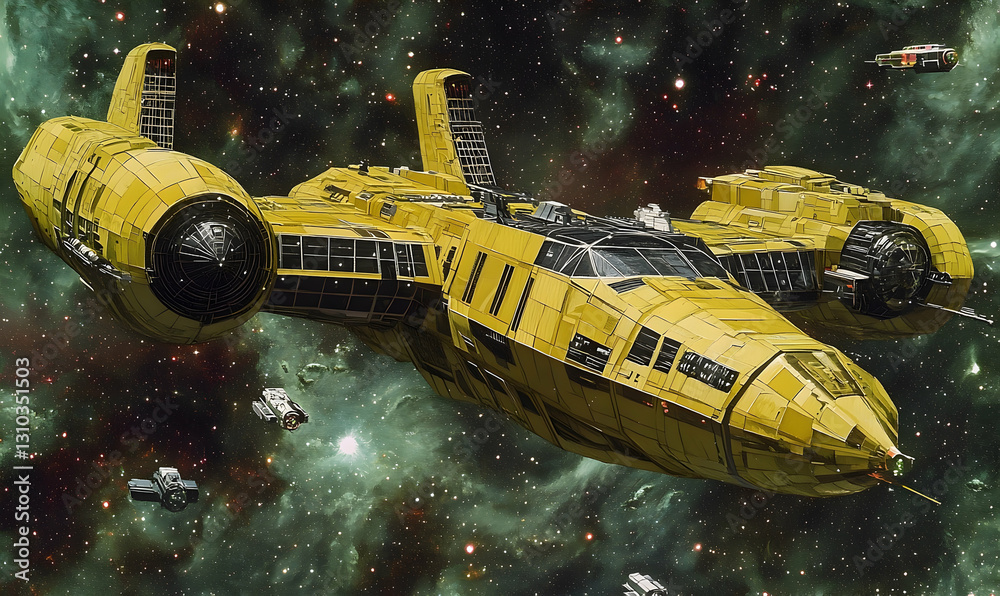 Yellow Spaceship in Nebula Yellow Spaceship in Nebula