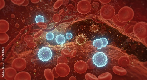 Wallpaper Mural Immune cells attacking virus in blood vessel Torontodigital.ca