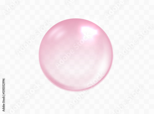 Pink bubble isolated. Bubble gum, collagen bubbles. Vector realistic Soap foam, bath suds, cleanser liquid, sweet carbonated water