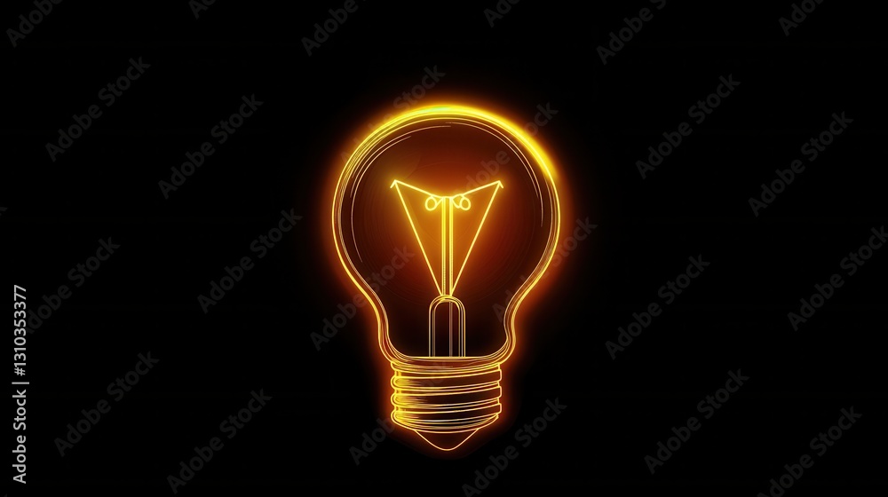 Minimalist glowing light bulb icon with bright yellow highlights in a clean style for creative inspiration and design use Minimalist glowing light bulb icon with bright yellow highlights in a clean style for creative inspiration and design use