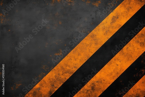 An industrial-themed background featuring dark textures with bold, rusty orange stripes creating a warning or caution effect.