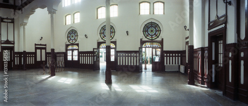 Panoramic interior of the old train station, Orient Express, Istanbul, Turkey.