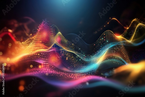 Futuristic digital waves virtual realm abstract art digital environment dynamic view modern concept