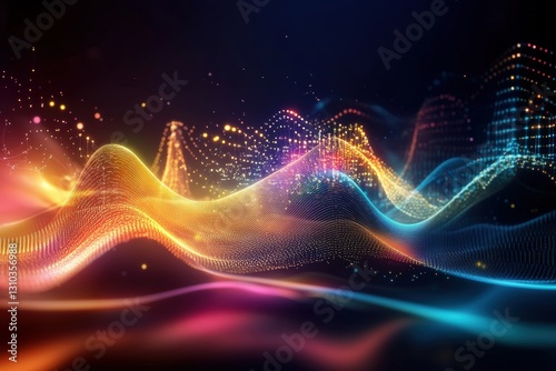 Exploring futuristic waves digital realm abstract background virtual space dynamic view woody concept