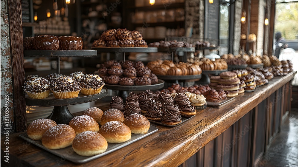 Bakery display of assorted pastries Bakery display of assorted pastries