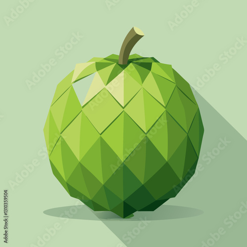 Geometric Green Apple Illustration with Abstract Background Design