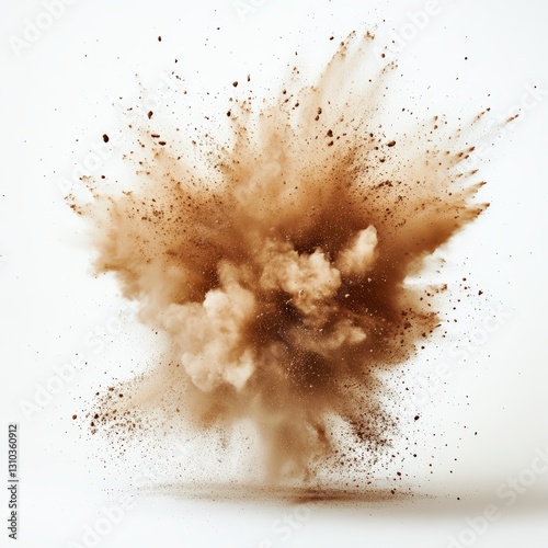 Intense dust explosion industrial setting action scene dynamic environment close-up viewpoint energy release