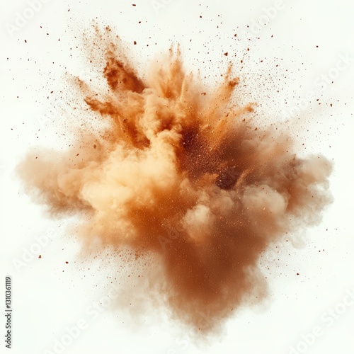 Intense dust explosion industrial site visual impact dusty environment close-up view energy release