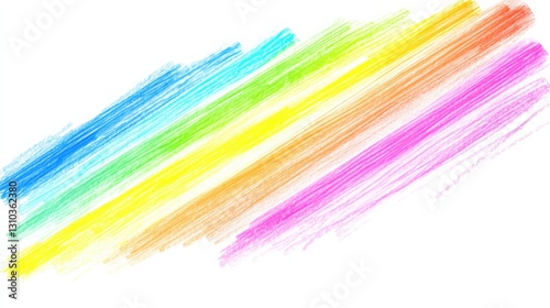 Creating colorful art classroom crayon arrangement bright environment bird's eye view woody concept