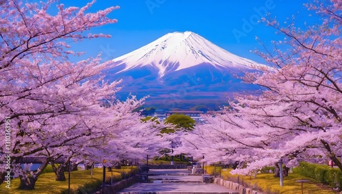  The most beautiful mountain in the world  with cherry blossom gardens 