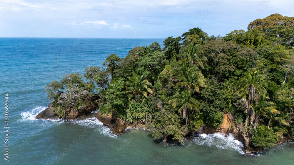 Aerial Image in Costa Rica at the Caribbean in Puerto Viejo at Punta Uva Beach Aerial Image in Costa Rica at the Caribbean in Puerto Viejo at Punta Uva Beach