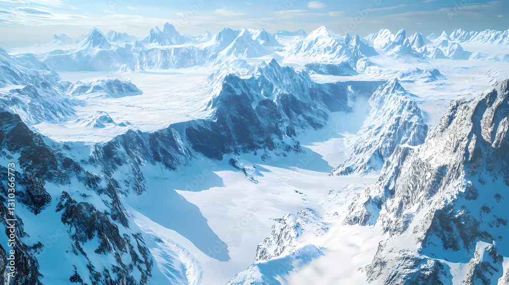 Obraz premium Frozen depths of an uncharted canyon. frostline. illustration. frozen canyon. illustration. Uncharted - Island. Illustration