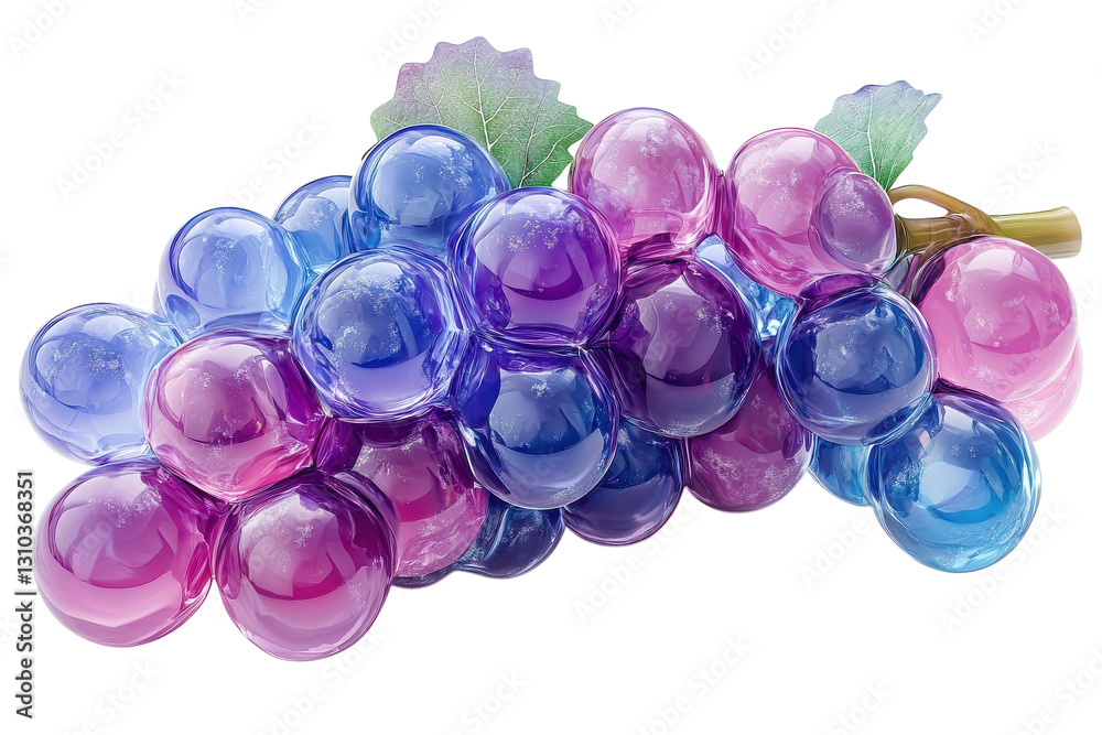 Fototapeta premium Colorful glass grapes arranged artfully in a decorative display