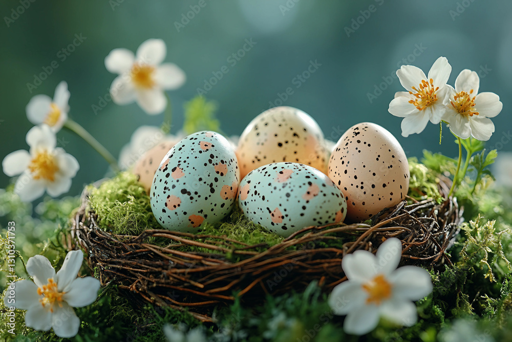 Vibrant Easter painted colorful eggs blooming spring perfect Paschal celebration background for banners, generative AI Vibrant Easter painted colorful eggs blooming spring perfect Paschal celebration background for banners, generative AI