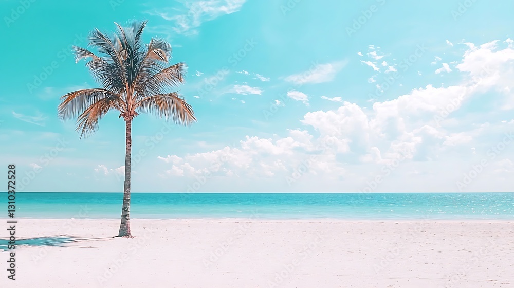 Fototapeta premium Tropical beach scene with palm tree (1)