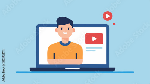 Online Course Creation A laptop with a video tutorial interface showcasing a content creator developing an online course a strategy for generating passive income.