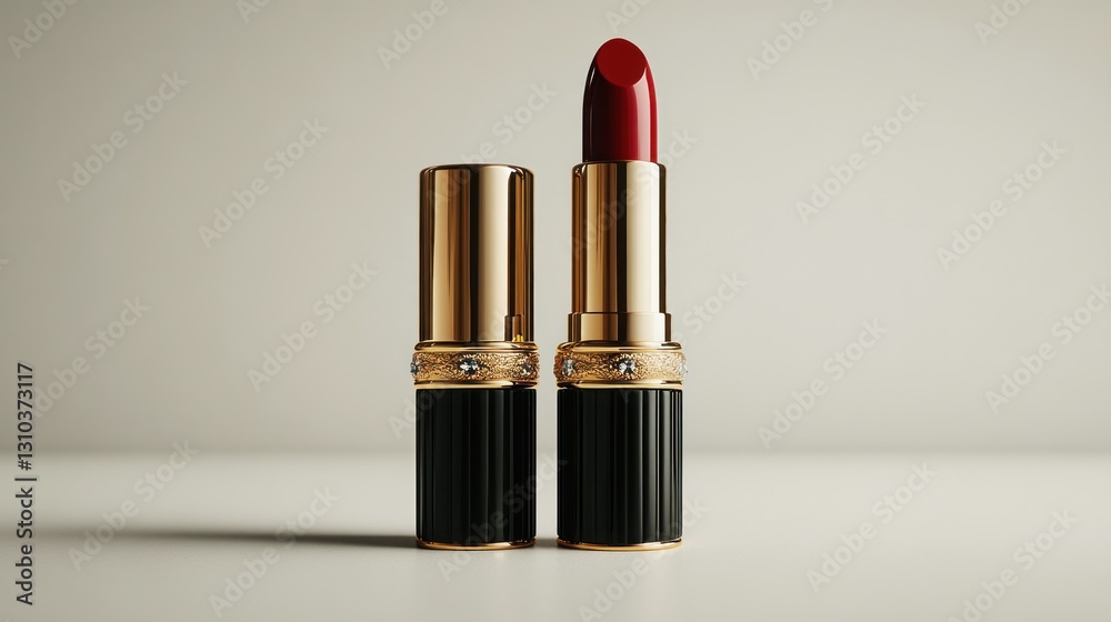 Luxurious Red Lipstick on a Light Background Luxurious Red Lipstick on a Light Background