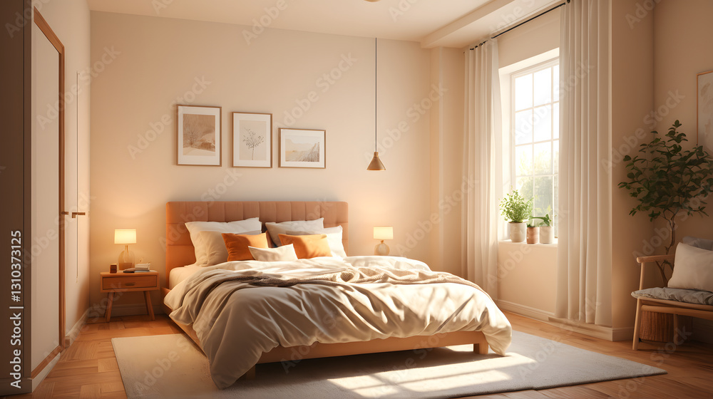 Fototapeta premium Cozy Bed & Sunlight