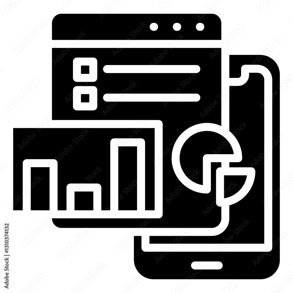 Mobile Phone Report Glyph Icon in Report and Management Vector Design Mobile Phone Report Glyph Icon in Report and Management Vector Design