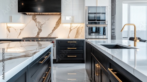 Modern Luxury Kitchen Interior Design with Gold Accents