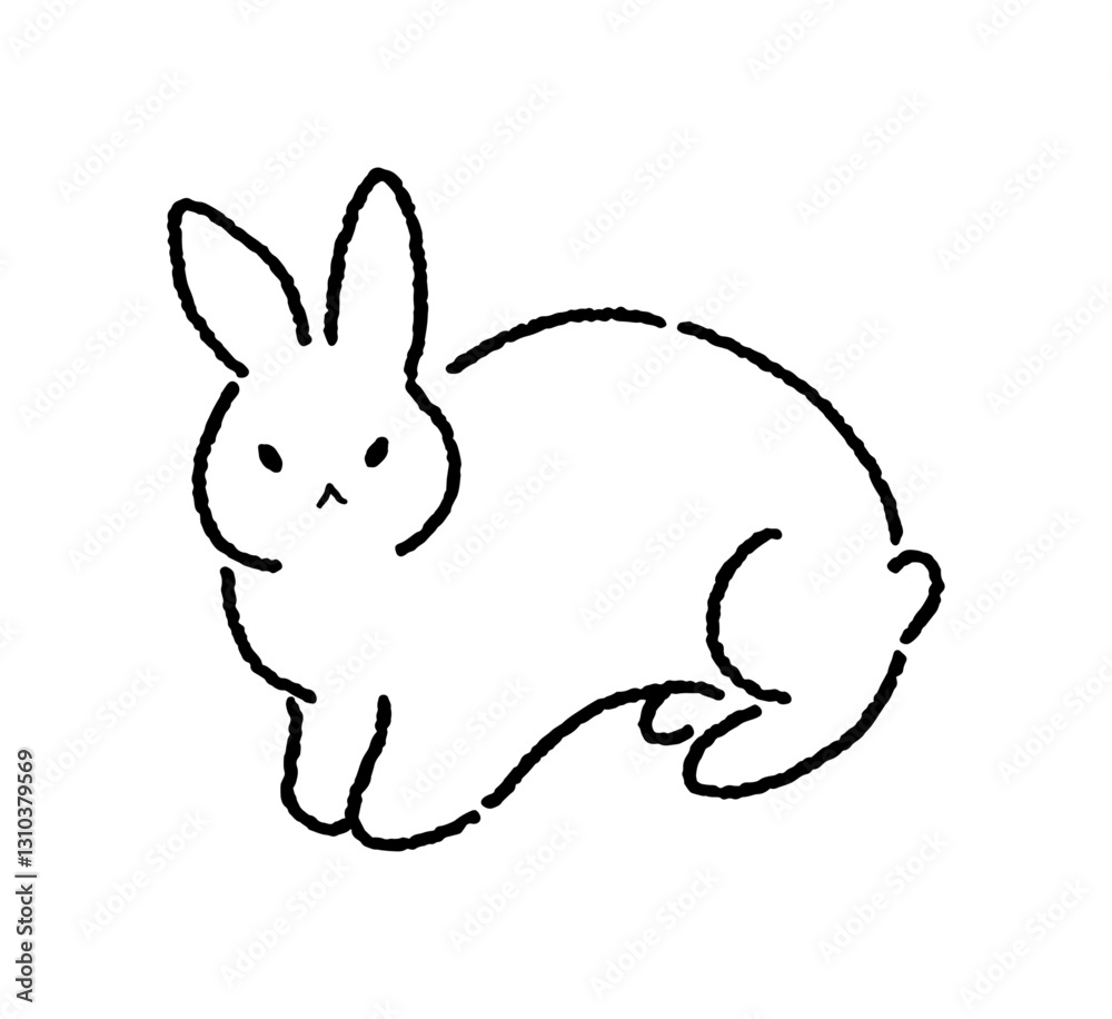 Hand-drawn rabbit line art. Simple ink pen contour illustration isolated on the white background. Rabbit logo in loose style. Rabbit looking at you Hand-drawn rabbit line art. Simple ink pen contour illustration isolated on the white background. Rabbit logo in loose style. Rabbit looking at you