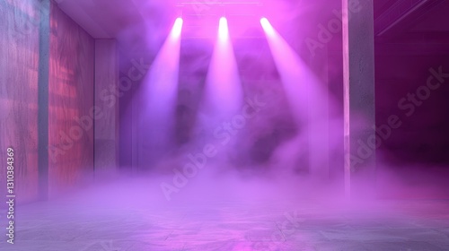 Wallpaper Mural A foggy street glows with ultraviolet light, laser beams break through the mist, creating an eerie, atmospheric scene. Torontodigital.ca