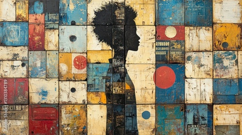 Profile of a Woman, Patchwork Style, Urban Art