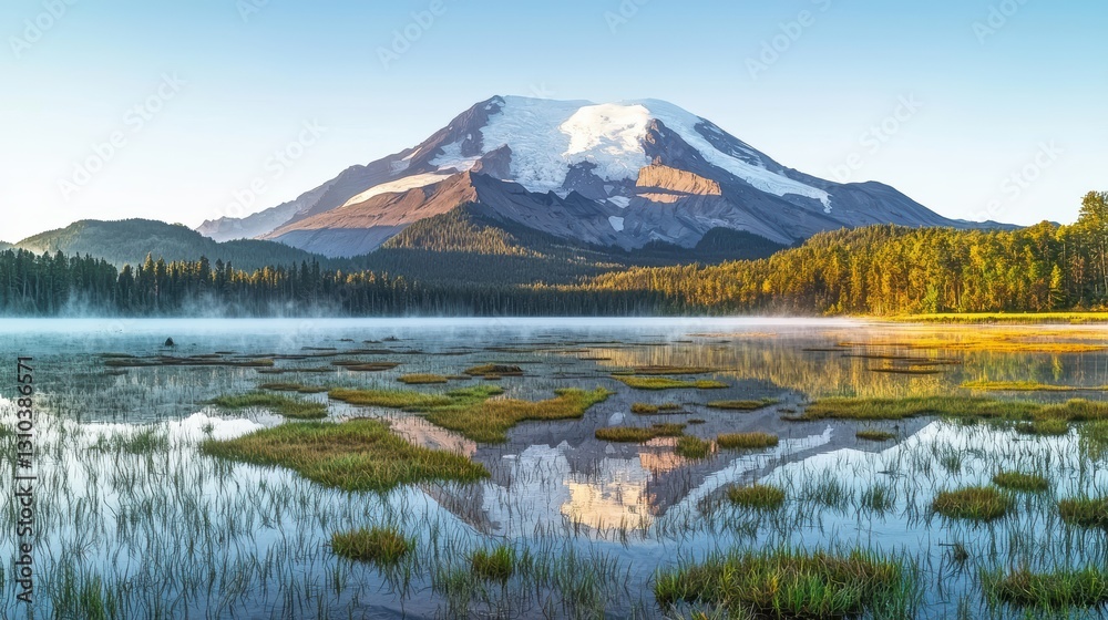 Majestic mountain reflection lake area nature photography serene environment wide view tranquility concept Majestic mountain reflection lake area nature photography serene environment wide view tranquility concept