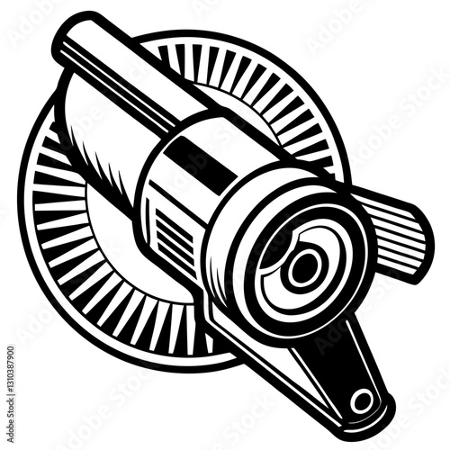 Minimalist Continuous Line Drawing of an Angle Grinder – Vector Line Art Illustration, Minimalist continuous line drawing of an angle grinder – vector line art illustration.