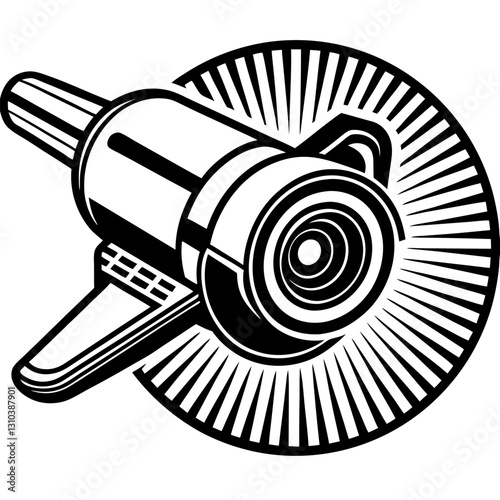 Minimalist Continuous Line Drawing of an Angle Grinder – Vector Line Art Illustration, Minimalist continuous line drawing of an angle grinder – vector line art illustration.
