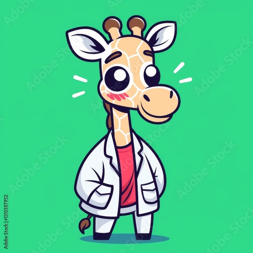 Cute Giraffe Doctor Cartoon