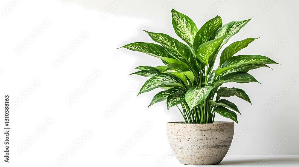Fototapeta premium Green plant in pot against white background