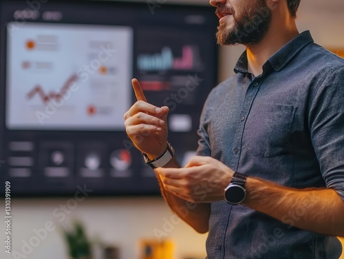 Wallpaper Mural A startup founder presenting a business model to venture capitalists at a pitch meeting, Entrepreneurship, Innovative and ambitious Torontodigital.ca