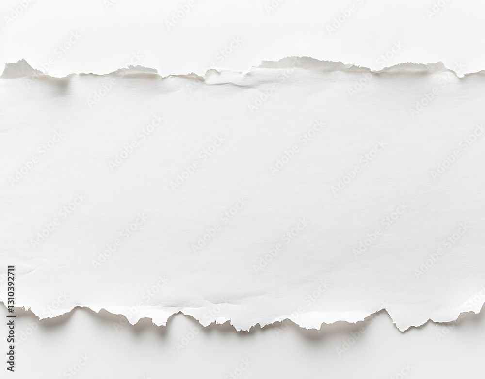 Torn edge of blank white paper isolated on a white background for creativity : Generative AI Torn edge of blank white paper isolated on a white background for creativity : Generative AI