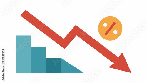 Rate Cut Symbol A downwardpointing arrow next to a percentage symbol indicating a decrease in interest rates and its potential to stimulate economic growth.