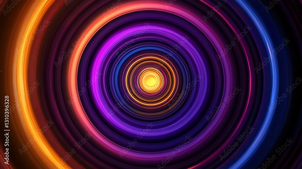 Abstract swirling neon circles, vibrant colors