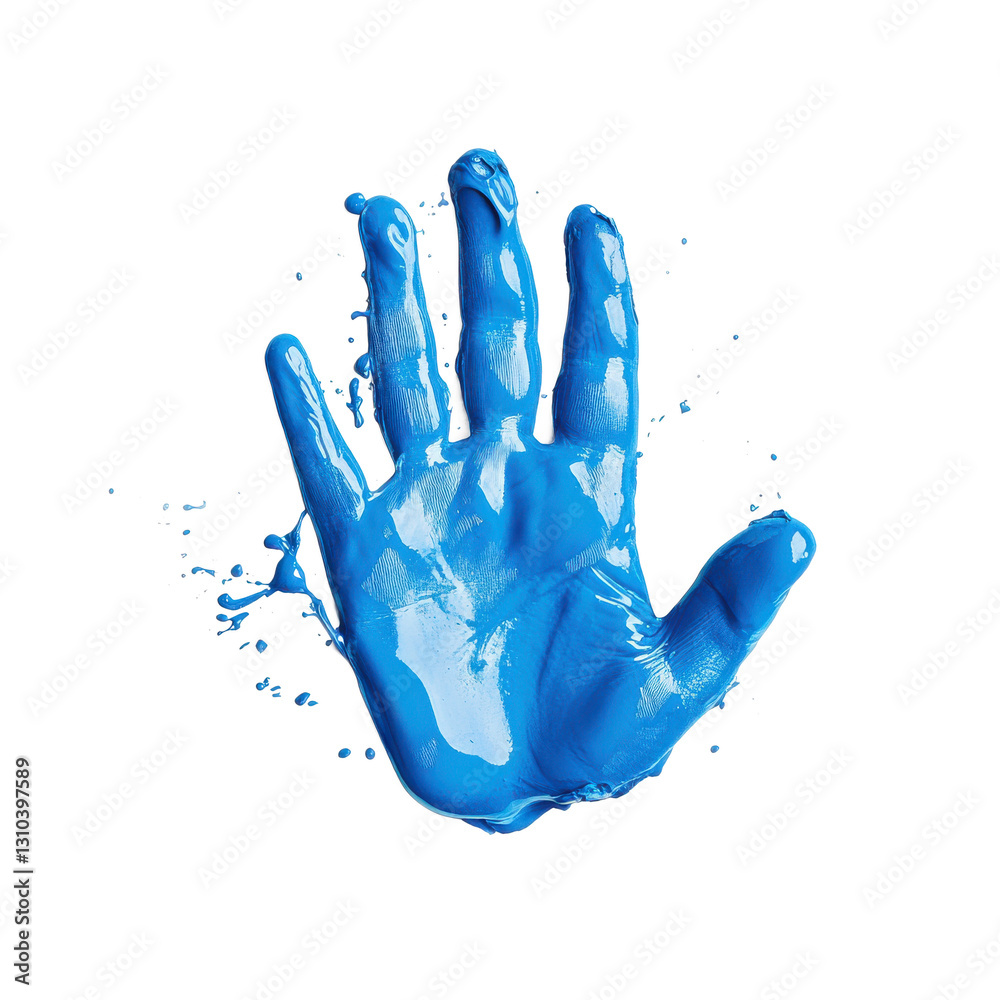 Abstract Blue Hand Paint Splatter, Creative Handprint Design Element Abstract Blue Hand Paint Splatter, Creative Handprint Design Element