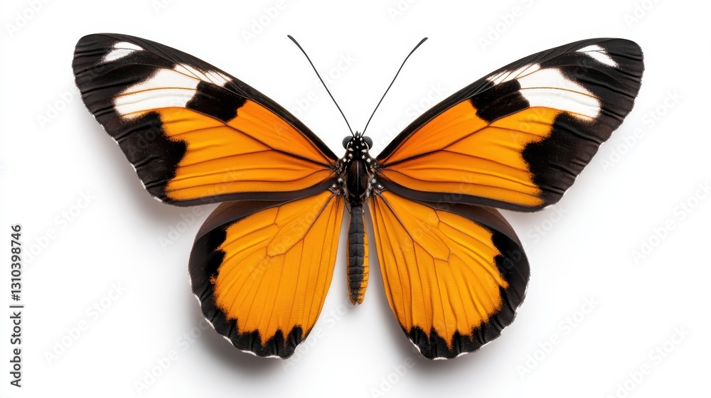 Fototapeta premium Vibrant orange butterfly resting gracefully on a pristine white background
