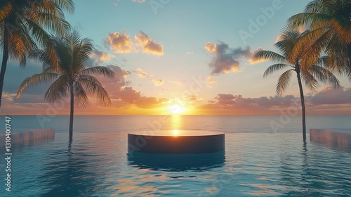Sunset Ocean View Platform Tropical Paradise
