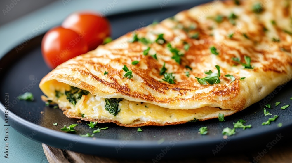 Spinach and feta omelette with toasted sourdough for breakfast Spinach and feta omelette with toasted sourdough for breakfast