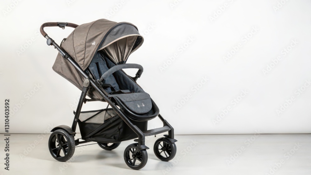 Beige Stroller on White Background Beige Stroller on White Background